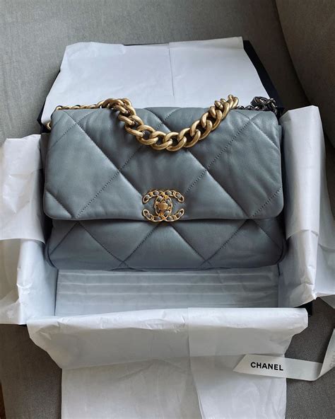 grey chanel 19 bag|Chanel nylon hand pochette bag.